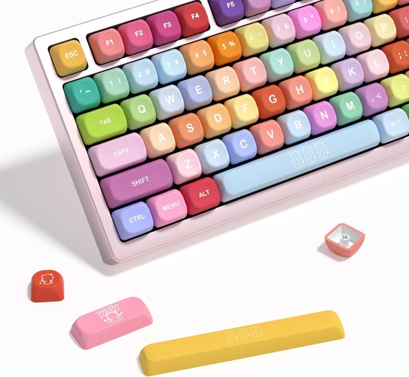 YMKPVR KBDiy Gummy Bears KOA Profile Keycaps Set,Dye-Sublimation PBT Cute Custom Keyboard Keycap,139 Key Cap 100 Percent Set for Cherry Gateron MX Switches Mechanical Keyboards - Image 1
